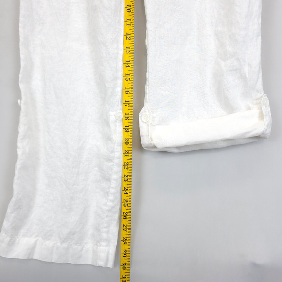 INC International Concepts Linen Ramie Pants Roll Tab Men 34x30 White Button Fly - Picture 6 of 15